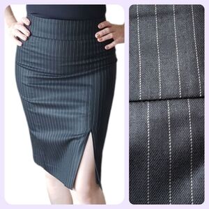 Elegant Black Pinstripe Skirt By Le Chateau